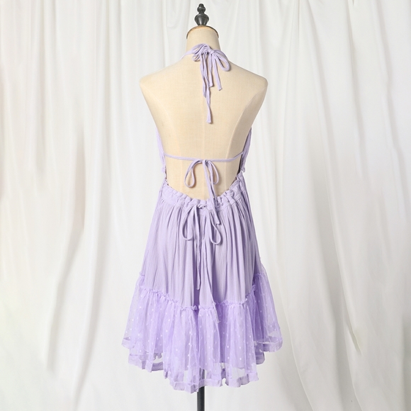 Lilac / Lavender Purple Boho Halter Dress - Picture 12 of 16